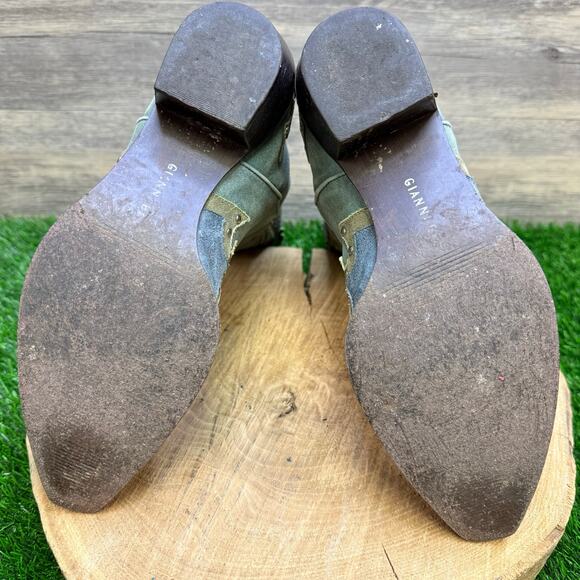 Gianni Bini Women - Size 7.5M - Blue/Green Suede Studded Snip Toe Cowboy Boots - Picture 8 of 12